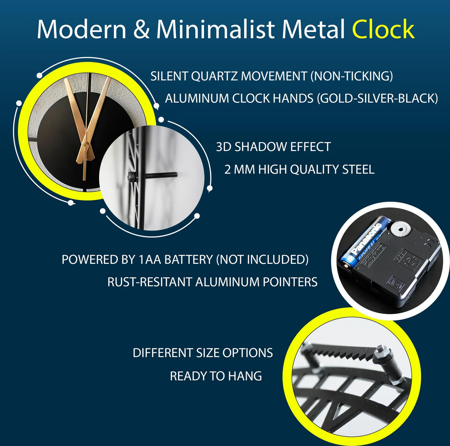 Ortario Modern Spiral Metal Wall Clock