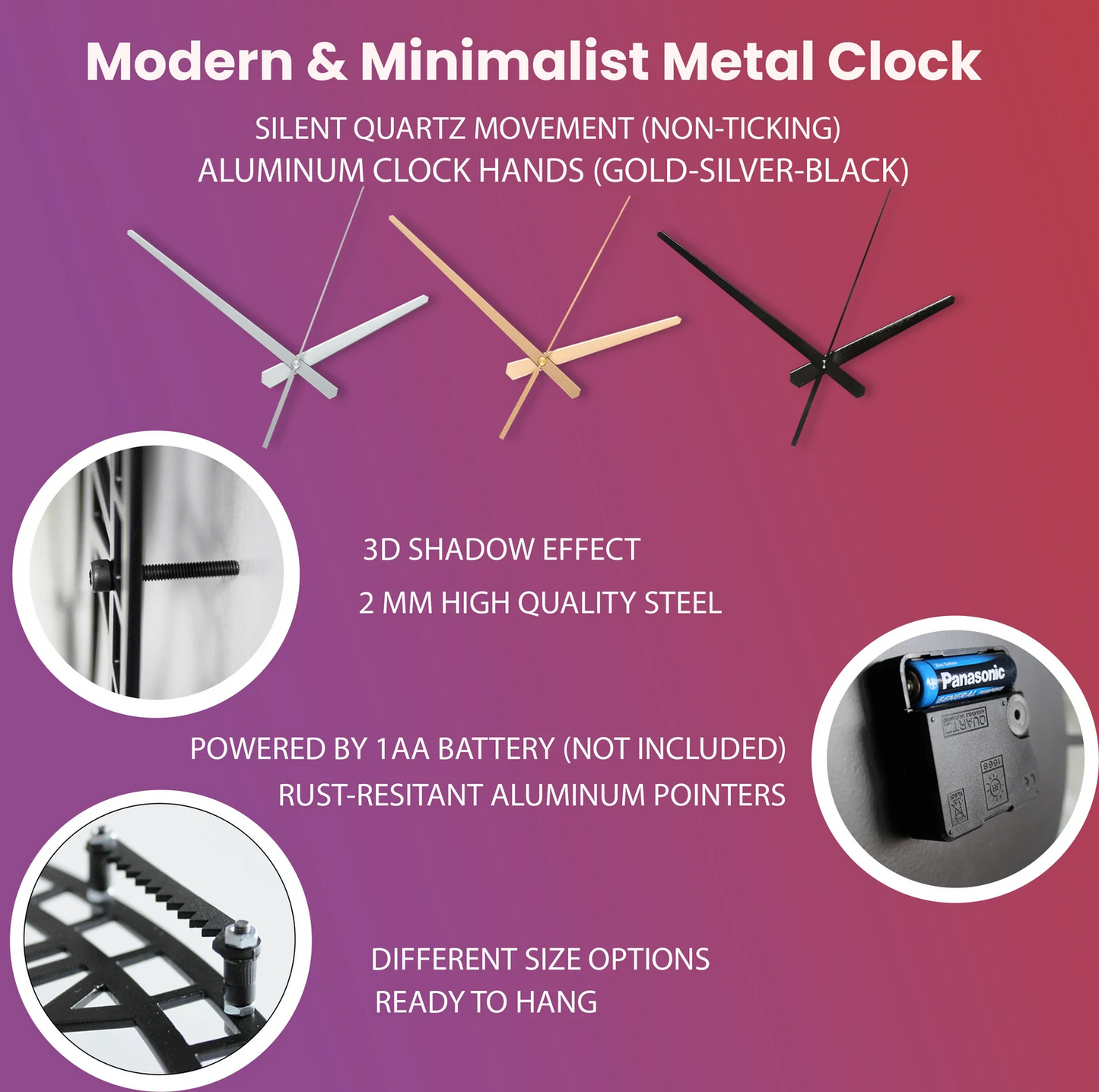 Ortario Unique Copper Wall Clock