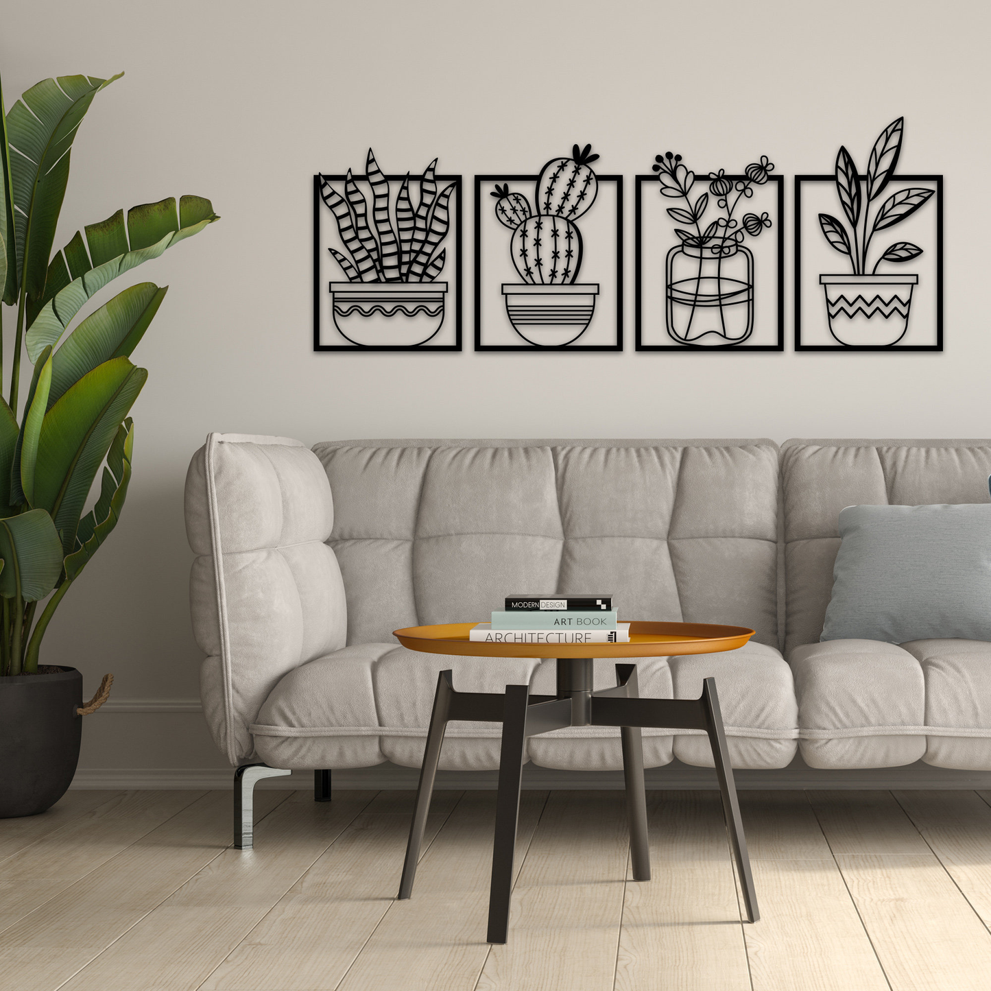 Ortario 4-Piece Metal Cactus Wall Art – Desert-Inspired Home Decor