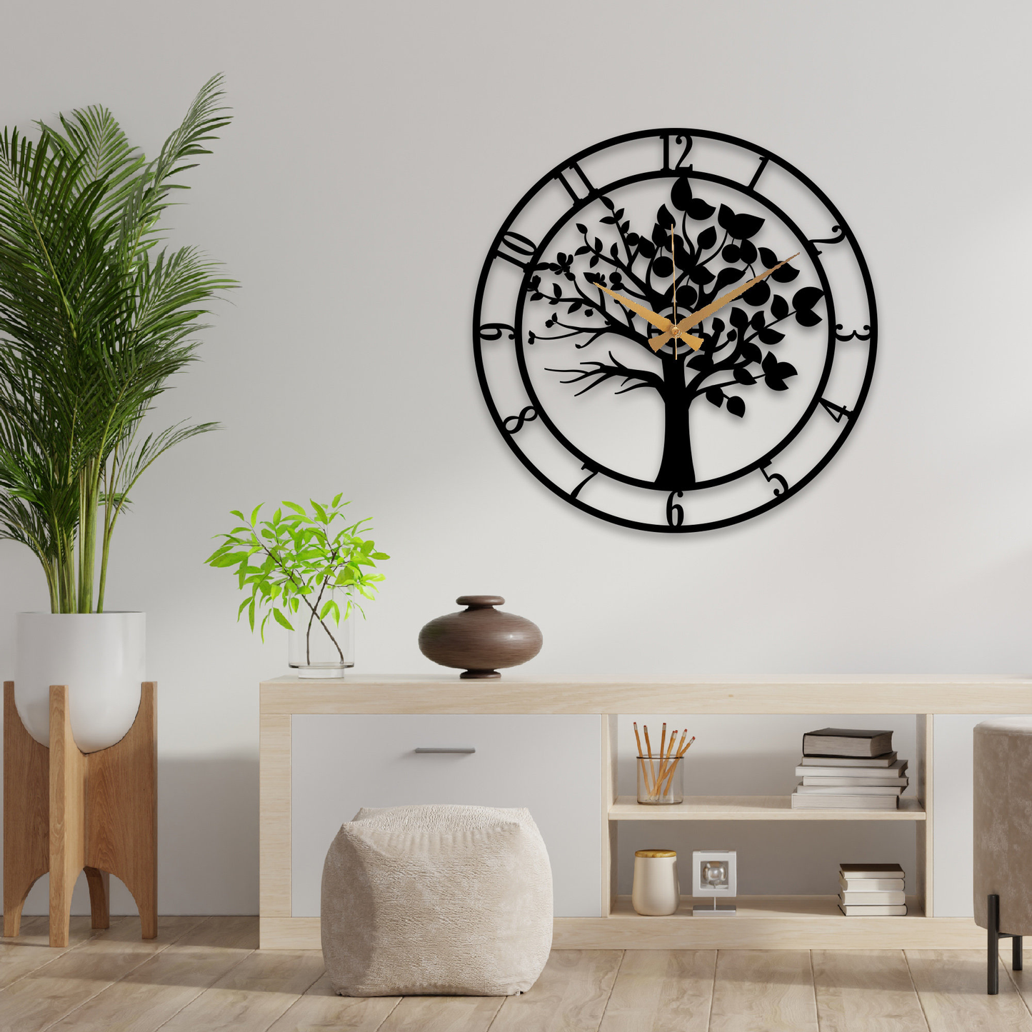Ortario Black Tree of Life Wall Clock – Metal Wall Art & Home Decor (on sale)