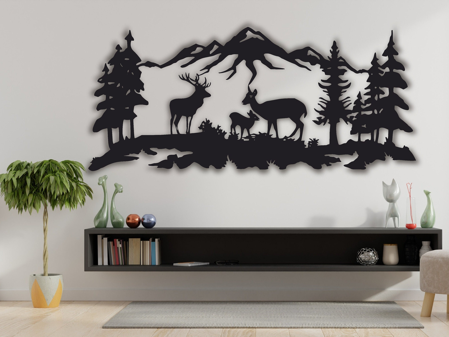 Ortario Metal Deer Family Wall Art – Rustic Wildlife Decor & Gift for Nature Lovers