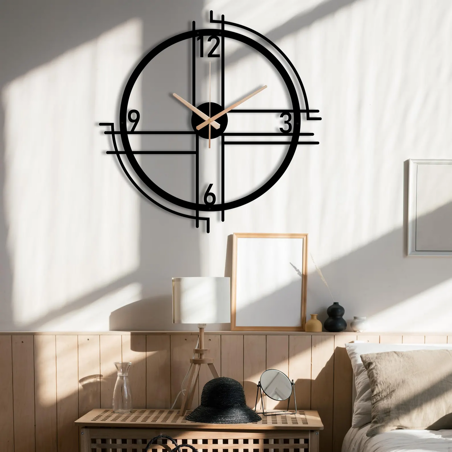 Ortario Modern Silent Geometric Design Wall Clock