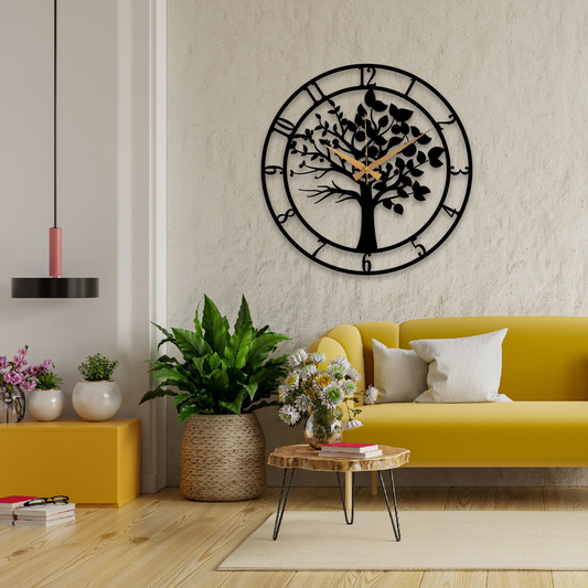 Ortario Black Tree of Life Wall Clock – Metal Wall Art & Home Decor (on sale)