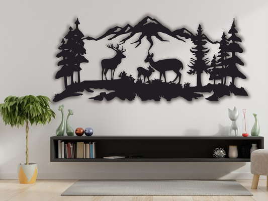 Ortario Metal Deer Family Wall Art – Rustic Wildlife Decor & Gift for Nature Lovers
